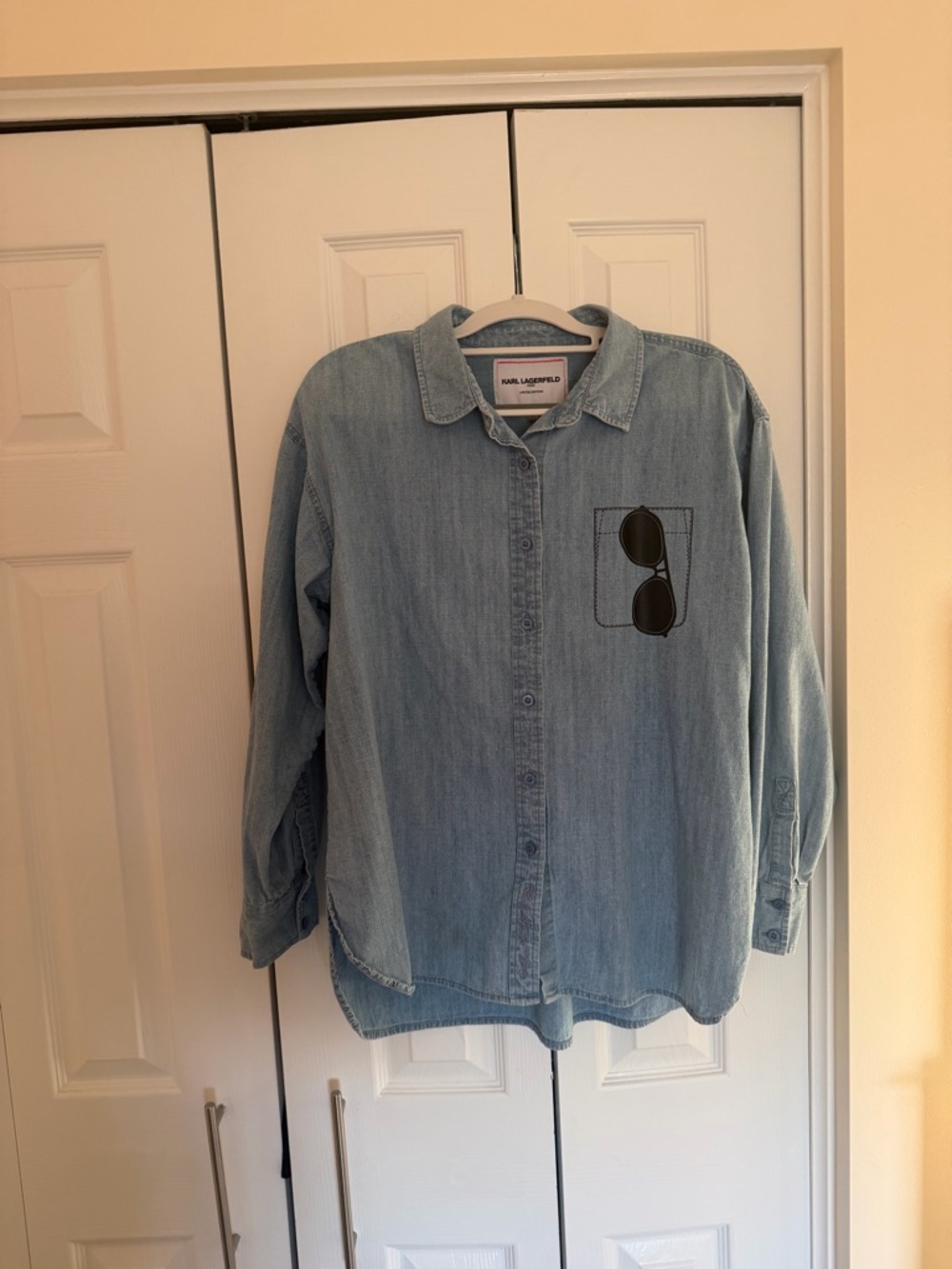 Light Wash Denim Button-Up Shirt - Karl Lagerfeld